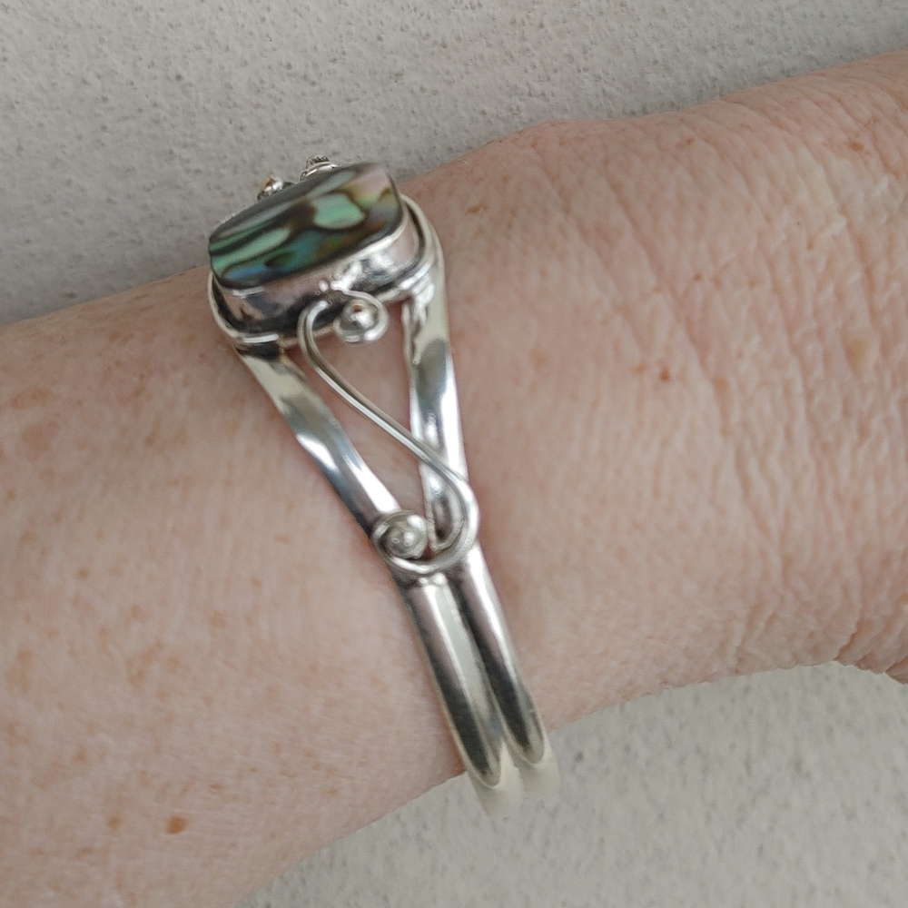 Abalone Shell In 925 Solid Sterling Silver Cuff B… - image 6